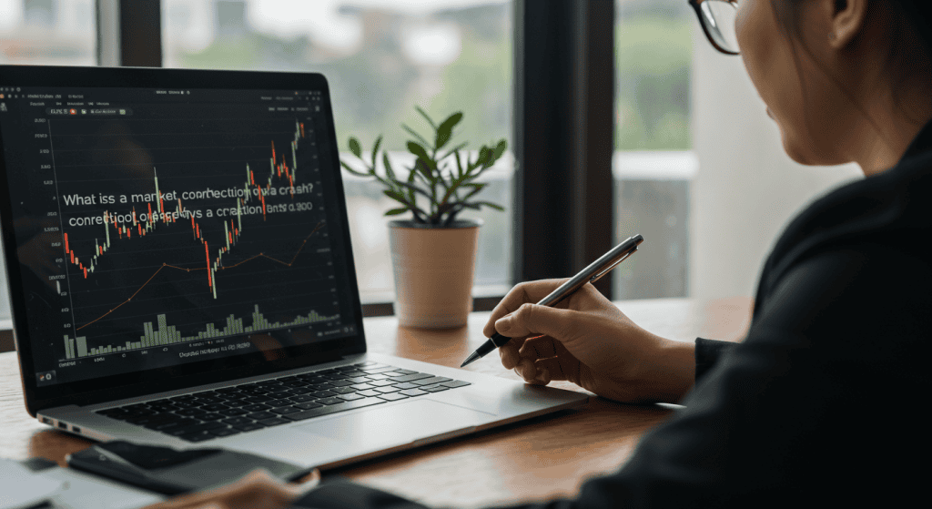 Person analyzing stock market charts on laptop.