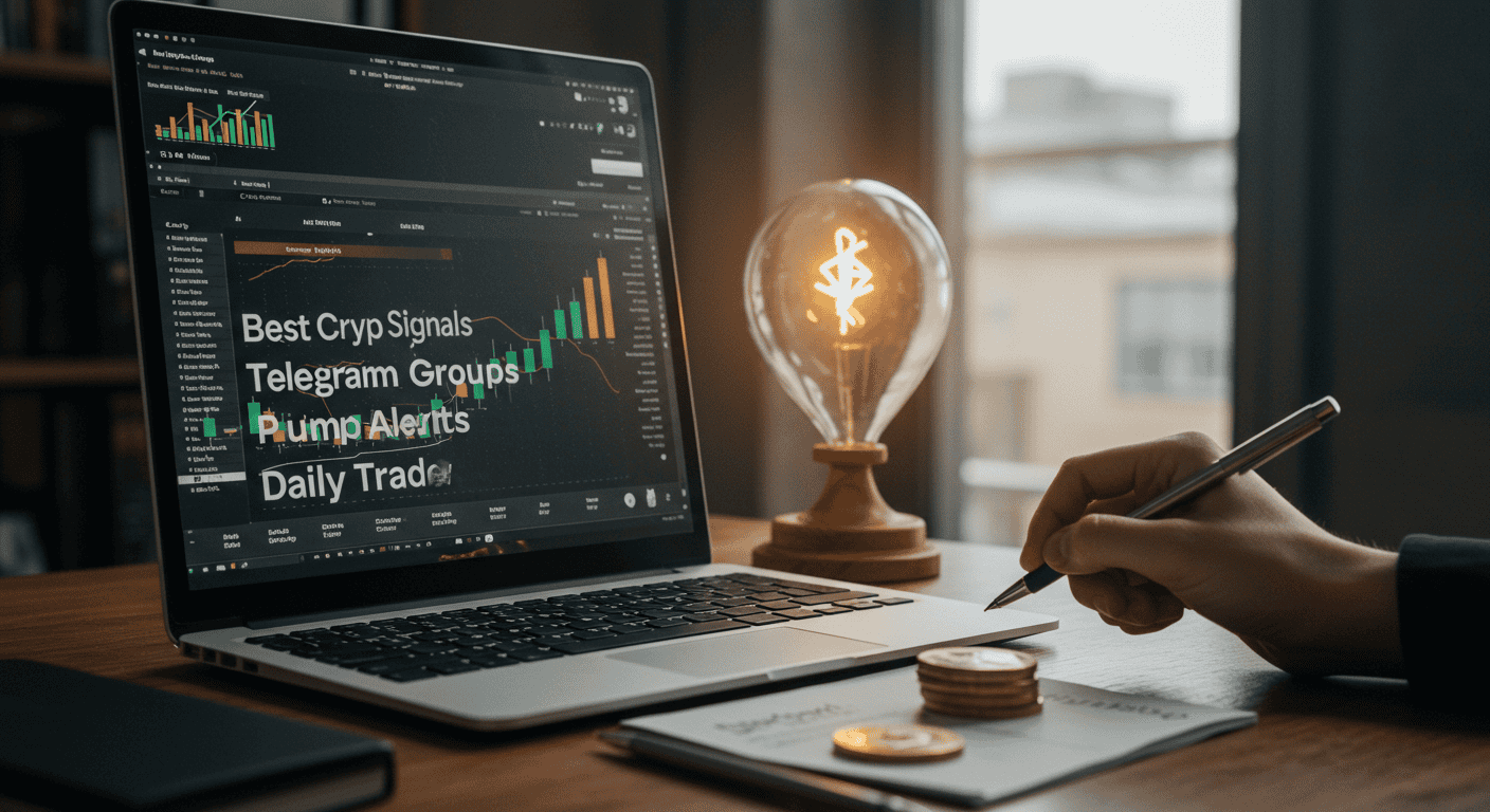 Best Crypto Signals Telegram Groups for Pump Alerts and Daily Trades- Crypto Signals Telegram.png Cryptocurrency trading signals on laptop screen.