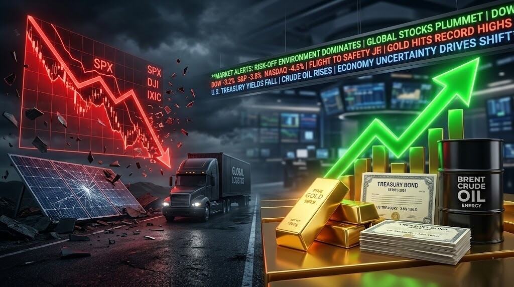 Global market trends: stocks down, gold up.