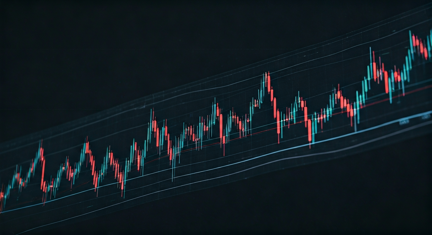 Candlestick chart showing stock market trends